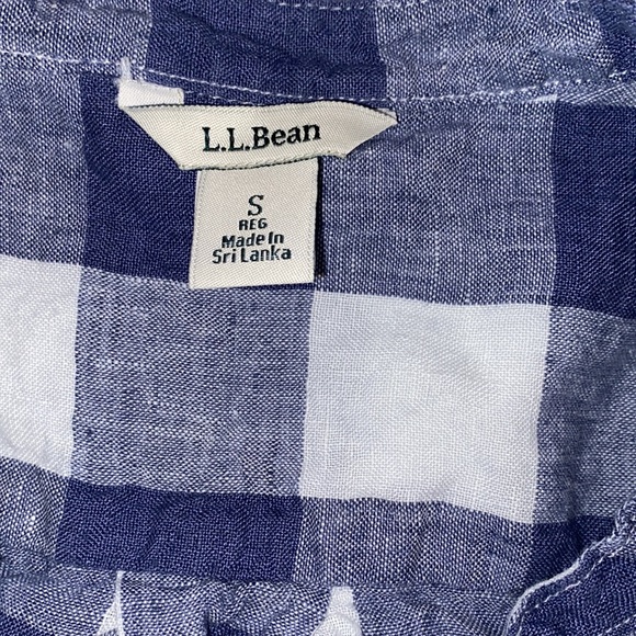L.L. Bean Split Neck Linen Tunic Long Sleeve Plaid Top - Picture 3 of 10